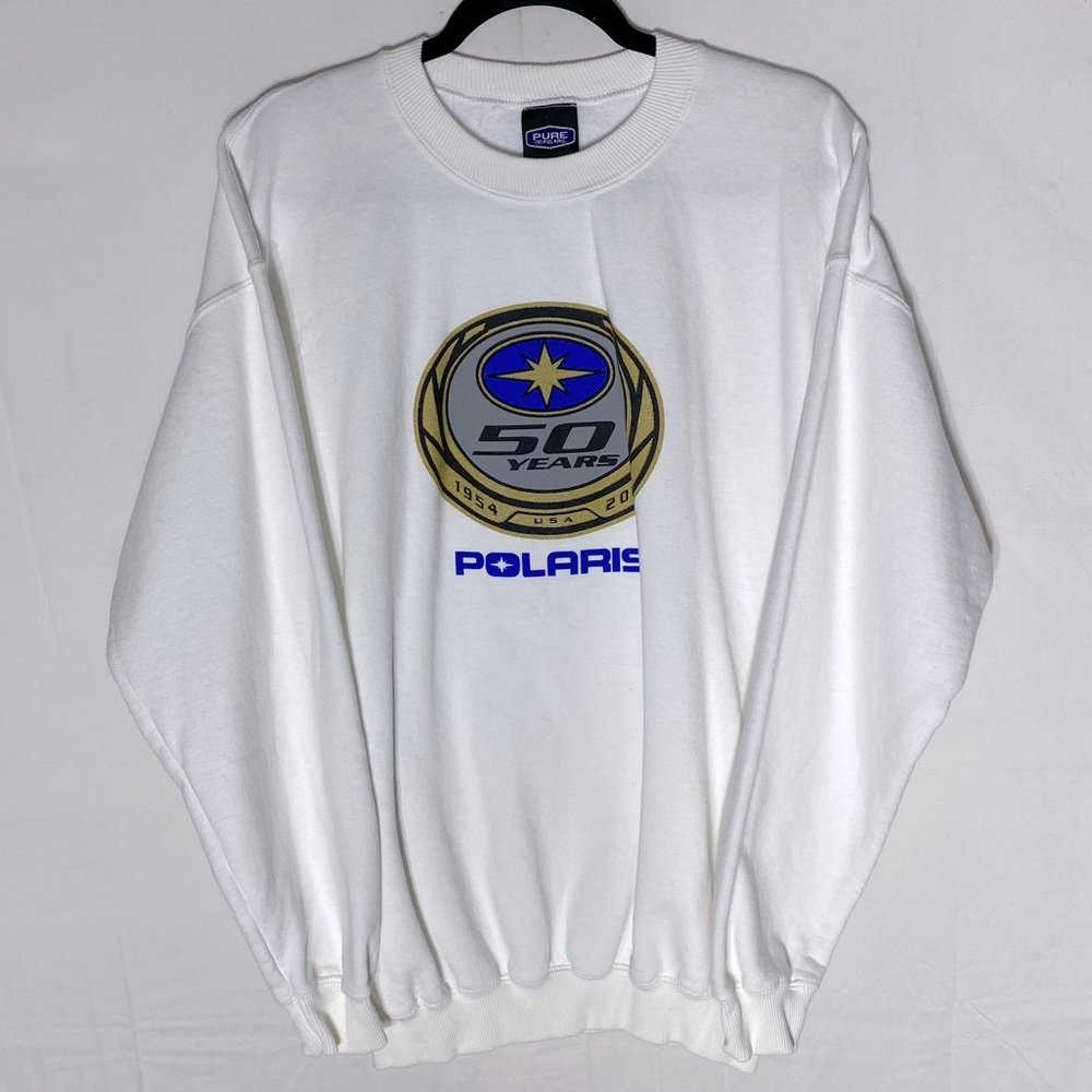 Vintage Pure Polaris 50th Anniversary White Crewneck XL Dadcore Streetwear Retro